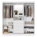 Ver imagem 4 de Guarda-Roupa Solteiro com Espelho 2 Portas de Correr 4 Gavetas Yescasa Branco Itália