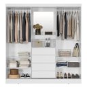 Ver imagem 5 de Guarda-Roupa Solteiro com Espelho 2 Portas de Correr 4 Gavetas Yescasa Branco Itália