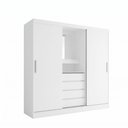 Ver imagem 2 de Guarda-Roupa Solteiro com Espelho 2 Portas de Correr 4 Gavetas Yescasa Branco Itália