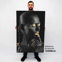Ver imagem 2 de Quadro Decorativo Mulher Artística em Tela Canvas Tacolado Moldura Flutuante 4,5cm Madeira 80 X 120c