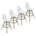 Ver imagem 1 de Kit 4 Banquetas Charles Eames Eiffel Wood Design Base Fixa Madeira - Branca