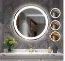 Ver imagem 1 de Espelho 4mm Banheiro Led 3 Cor Redondo 70cm Bivolt Grande Botão Tecla Touch 700 Luz Frontal
