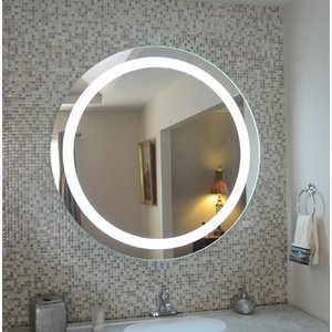 Espelho Banheiro Led 3 Cor Redondo 70cm Bivolt Grande Botão Tecla Touch 700 Luz Frontal