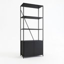 Ver imagem 2 de Estante Industrial 2 Portas Preto 74x180x35,8cm Metal e MDP - Placa e Ponto