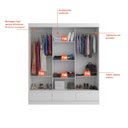 Ver imagem 7 de Guarda Roupa Casal 3 Portas 1 Porta com Espelho e 3 Gavetas Externas Roma Yescasa