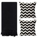 Ver imagem 1 de Kit 1 Manta para Sofá 2,40 X 1,80 + 2 Capas de Almofada Cor:preto-preto