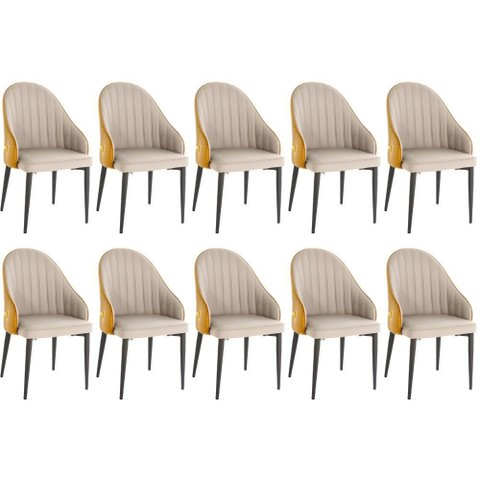 Kit 10 Cadeiras de Jantar Estofada Design La Martina - Bege