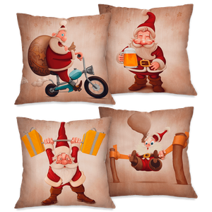 Kit com 4 Capas para Almofadas Natalinas Noéis Dispostos