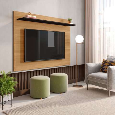 Painel para TV até 50 Polegadas 130CMX91CM 1 Prateleira Columbia Espresso Móveis Marrom