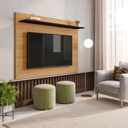 Painel para TV até 50 Polegadas 1 Prateleira Columbia Espresso Móveis - 1