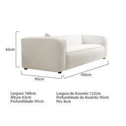 Sofá 2 Lugares 160cm Orgânico Luxo Recepção Cecília Bouclé - Amarena Móveis - 3