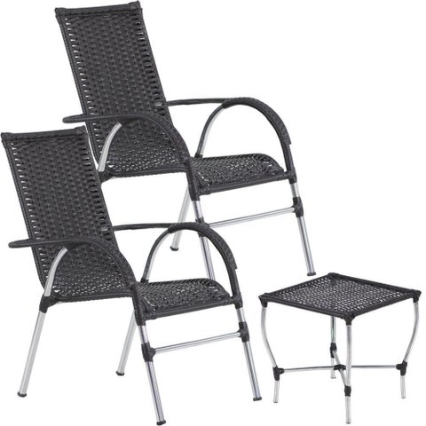 Conjunto de Cadeiras e Mesa de Centro Área Trama Original Tabaco