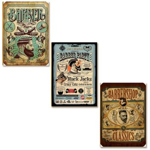 03 Placas Mdf Barbearia Tradicional Vintage Decorativa Br33