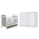 Ver imagem 1 de Berço Americano Danny Branco Acetinado Reller e Cômoda Infantil Americano Branco Hp - Henn.