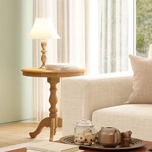 Mesa Lateral Redonda Madeira Maciça Aconchego Artemobili