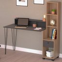 Ver imagem 1 de Escrivaninha Hairpin com Estante Nichos e Gaveta Champagne / Preto
