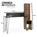 Ver imagem 2 de Escrivaninha Hairpin com Estante Nichos e Gaveta Champagne / Preto