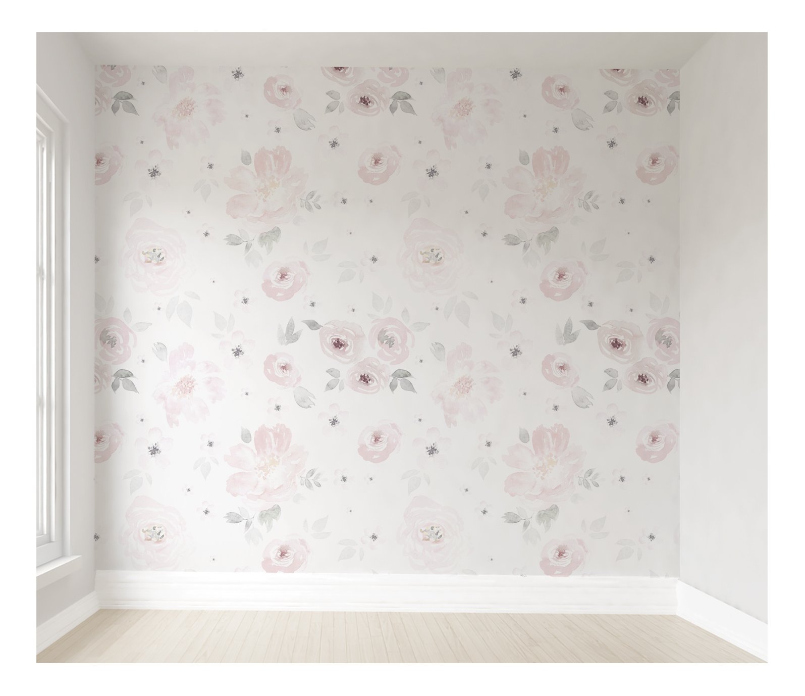 Papel de parede floral flores rosa infantil M² PP135 - 1