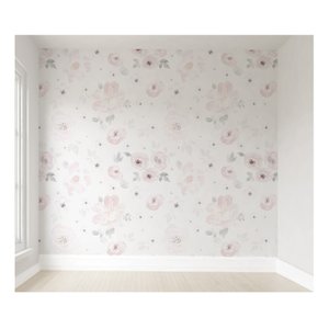 Papel de parede floral flores rosa infantil M² PP135