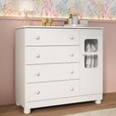Ver imagem 1 de Cômoda Infantil 95cm 1 Porta com Vidro e 4 Gavetas Sol Multimóveis Mp4422 Branco