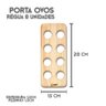 Porta ovos régua organizador madeira 08 ovos Eccus Lighting Porta Ovos em Madeira p/ 8 unidades com  - 3