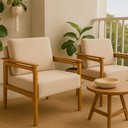 Ver imagem 1 de Kit 2 Poltronas Yasmin para Sala de Estar ou Varanda Gourmet Decorativa Estofada em Veludo:cru