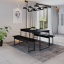 Ver imagem 1 de Conjunto Mesa de Jantar com 2 Bancos Estilo Industrial Active Yescasa Preto/Ônix