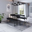 Ver imagem 2 de Conjunto Mesa de Jantar com 2 Bancos Estilo Industrial Active Yescasa Preto/Ônix