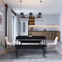 Ver imagem 5 de Conjunto Mesa de Jantar com 2 Bancos Estilo Industrial Active Yescasa
