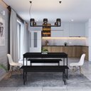 Ver imagem 5 de Conjunto Mesa de Jantar com 2 Bancos Estilo Industrial Active Yescasa Preto/Ônix