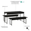 Ver imagem 6 de Conjunto Mesa de Jantar com 2 Bancos Estilo Industrial Active Yescasa Preto/Ônix