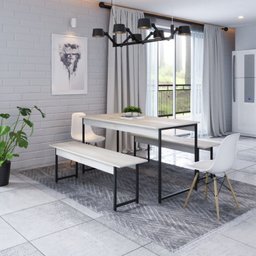Conjunto Mesa de Jantar com 2 Bancos Estilo Industrial Active Yescasa - 2