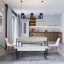 Ver imagem 4 de Conjunto Mesa de Jantar com 2 Bancos Estilo Industrial Active Yescasa Branco/Snow