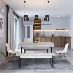 Conjunto Mesa de Jantar com 2 Bancos Estilo Industrial Active Yescasa - 4
