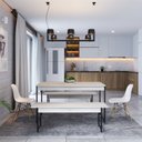 Ver imagem 4 de Conjunto Mesa de Jantar com 2 Bancos Estilo Industrial Active Yescasa