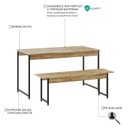 Ver imagem 6 de Conjunto Mesa de Jantar com 1 Banco Estilo Industrial Active Yescasa Marrom/Carvalho