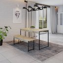 Ver imagem 1 de Conjunto Mesa de Jantar com 1 Banco Estilo Industrial Active Yescasa Marrom/Carvalho