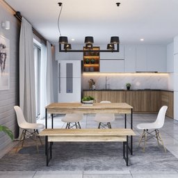 Conjunto Mesa de Jantar com 1 Banco Estilo Industrial Active Yescasa - 5