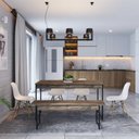 Ver imagem 4 de Conjunto Mesa de Jantar com 1 Banco Estilo Industrial Active Yescasa Marrom/Carvalho Dark