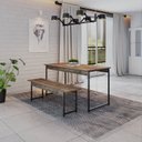 Ver imagem 1 de Conjunto Mesa de Jantar com 1 Banco Estilo Industrial Active Yescasa Marrom/Carvalho Dark