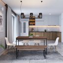 Ver imagem 4 de Conjunto Mesa de Jantar com 1 Banco Estilo Industrial Active Yescasa Marrom/Nogal