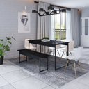 Ver imagem 2 de Conjunto Mesa de Jantar com 1 Banco Estilo Industrial Active Yescasa Preto/Ônix