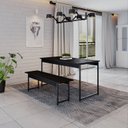 Ver imagem 1 de Conjunto Mesa de Jantar com 1 Banco Estilo Industrial Active Yescasa Preto/Ônix