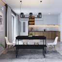 Ver imagem 5 de Conjunto Mesa de Jantar com 1 Banco Estilo Industrial Active Yescasa Preto/Ônix