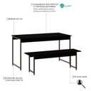 Ver imagem 6 de Conjunto Mesa de Jantar com 1 Banco Estilo Industrial Active Yescasa Preto/Ônix