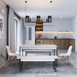 Conjunto Mesa de Jantar com 2 Bancos Estilo Industrial Active Yescasa - 5