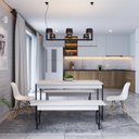 Ver imagem 5 de Conjunto Mesa de Jantar com 2 Bancos Estilo Industrial Active Yescasa Branco/Chess