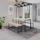 Ver imagem 1 de Conjunto Mesa de Jantar com 2 Bancos Estilo Industrial Active Yescasa Branco/Chess