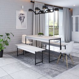 Conjunto Mesa de Jantar com 2 Bancos Estilo Industrial Active Yescasa - 2