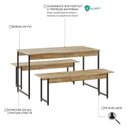 Ver imagem 6 de Conjunto Mesa de Jantar com 2 Bancos Estilo Industrial Active Yescasa Marrom/Carvalho